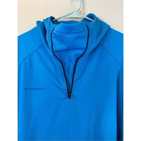 NWOT Mammut Blue Quarter Zip Hooded Pullover Lightweight Jacket Men's XXL - Picture 4 of 14